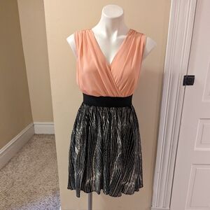 Margo & Sebastian peach, black and white dress size S